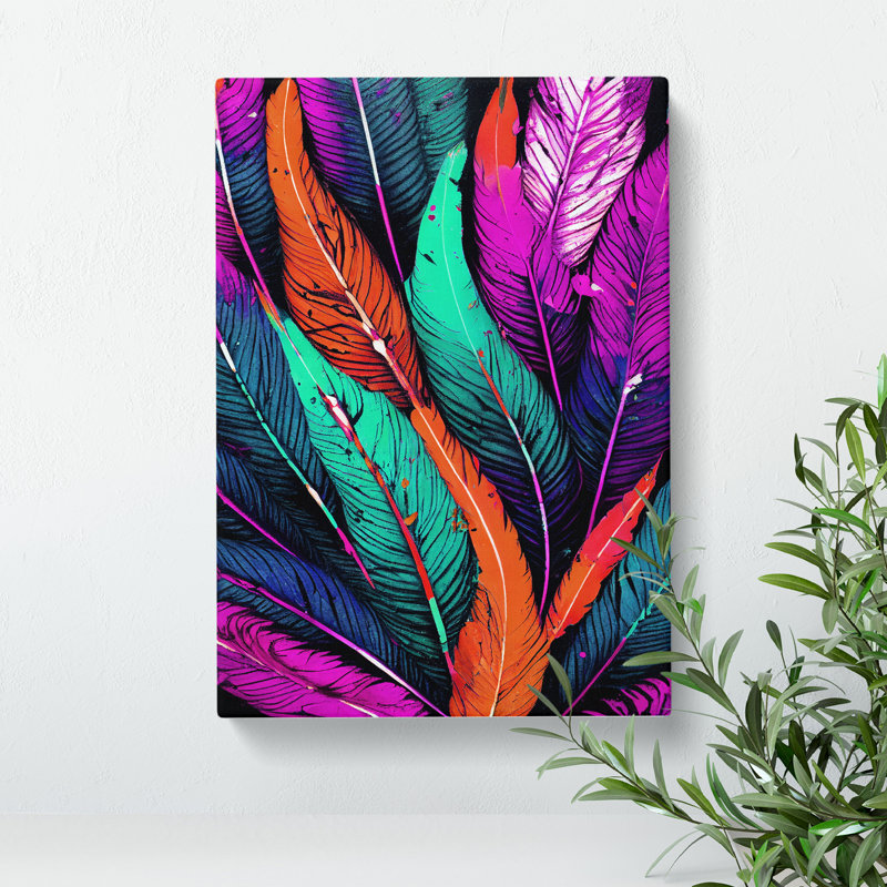 XV1022-4077X Splashed Feathers No.2 Abstract - Print, Wrapped Canvas, 50cm H x 35cm W, No Matte