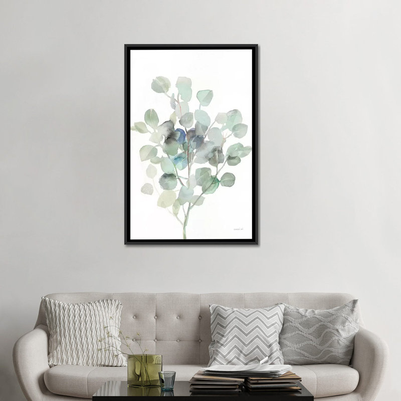 Eucalyptus III cool par Danhui nai, reproduction d’art, Pas de tapis, H 48 po x l 32 po x P 1,5 po, Toile avec cadre noir