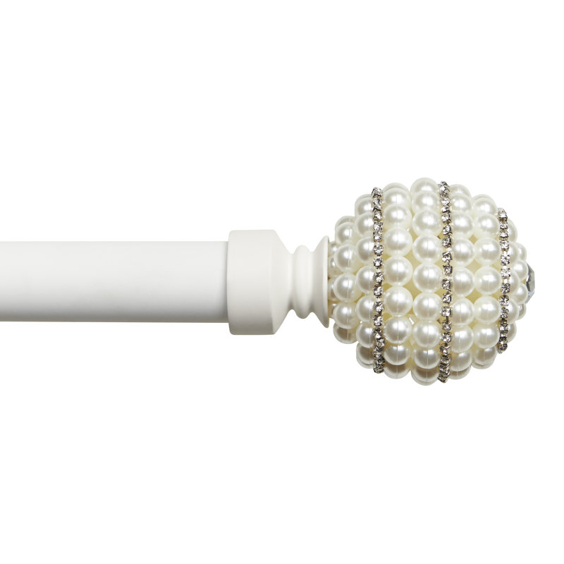 Gold Adjustable Curtain Rod with Faux Pearl Finials