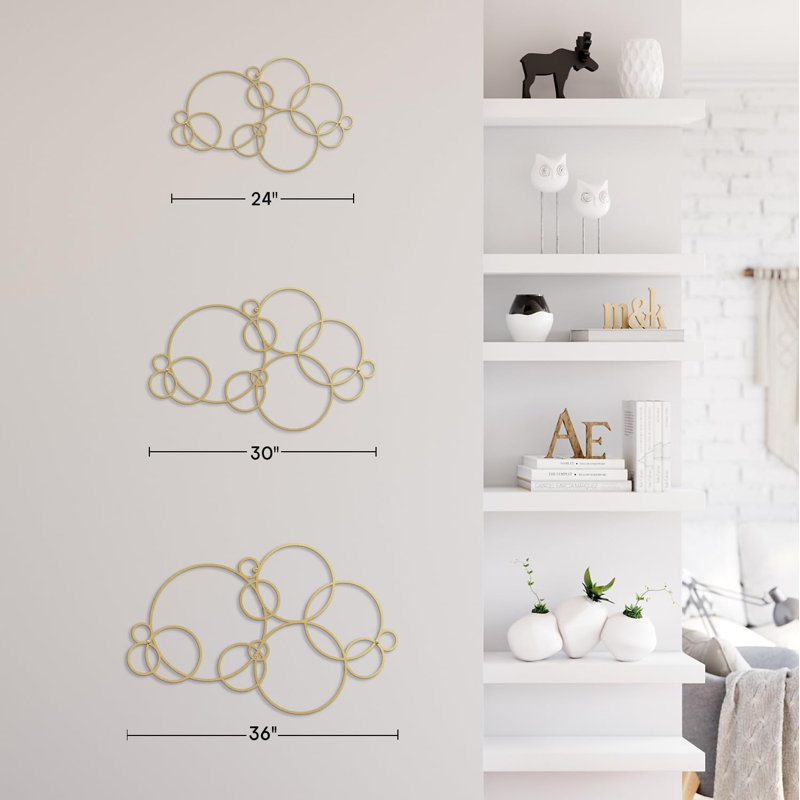 Décoration murale en métal, H 15 po x l 30 po x P 0,05 po, Or