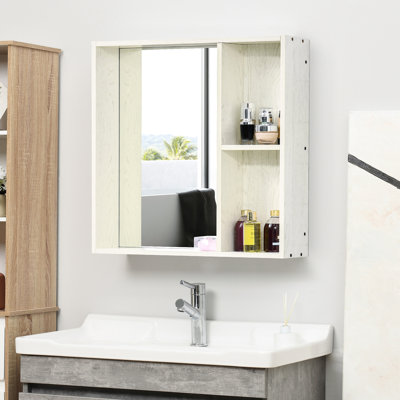 Armoire à pharmacie de salle de bain avec miroir - 31,5 "x 6" 25,5 "Unité de rangement murale haute blanche pour salle de lavage