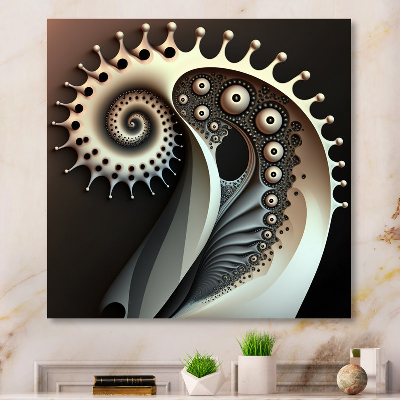 Beauté fractale monochrome III - reproduction sur toile, H 16 po x l 16 po x P 1 po, Toile tendue