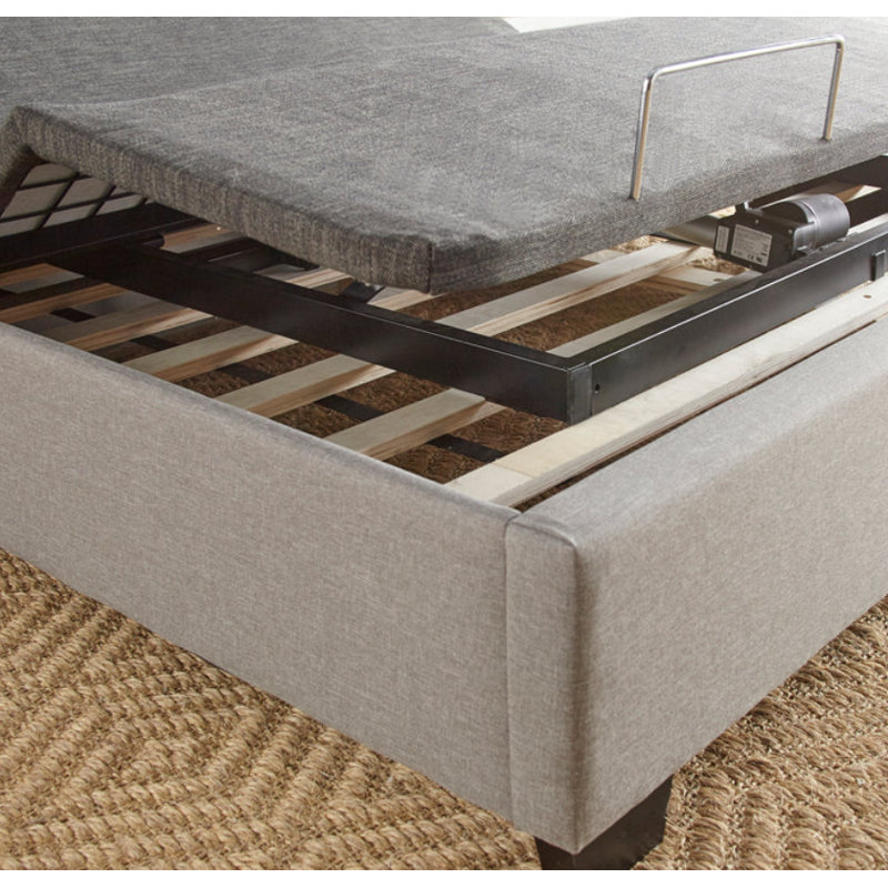 Gray Powder Coated Adjustable Queen Metal Bed Frame