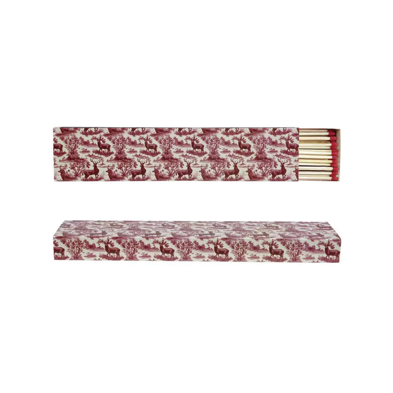 Safety Fireplace Matches In Matchbox With Reindeer Pattern