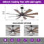 Grand ventilateur de plafond 60 po avec lumières à DEL 3CCT et télécommande Lisa, moteur CC réversible à 6 vitesses, tiges verticales de 5 po / 10 po Lisa-1152060046