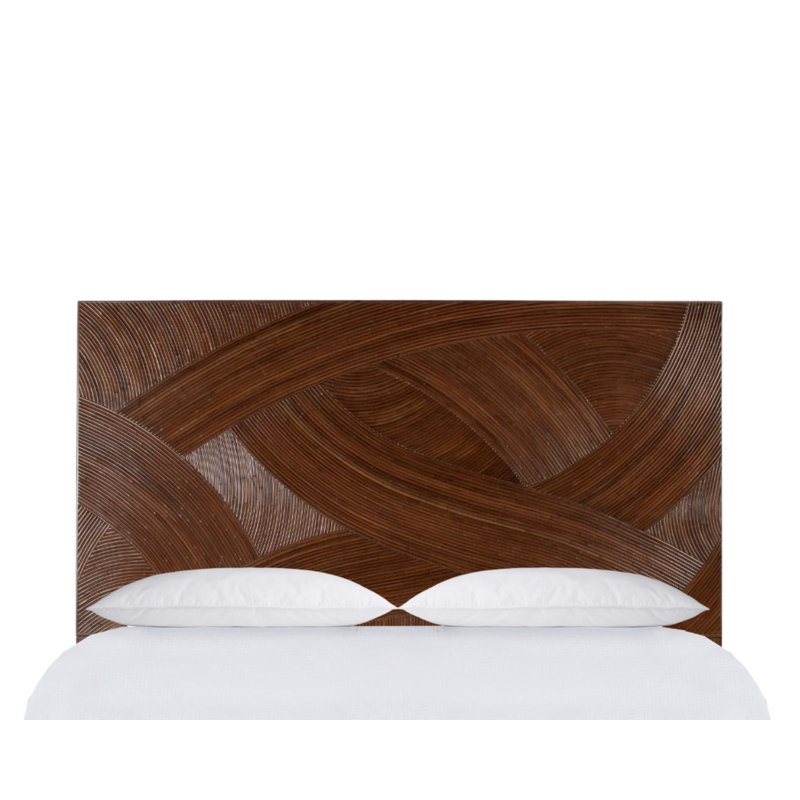 Swirl Rattan Headboard, King, Golden Mahogany
