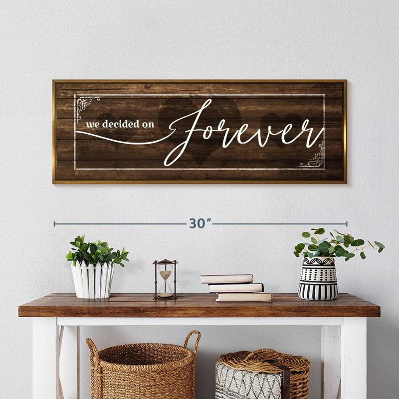 Plaque murale «Forever Love», Cadre flottant doré, 31 po x 11 po