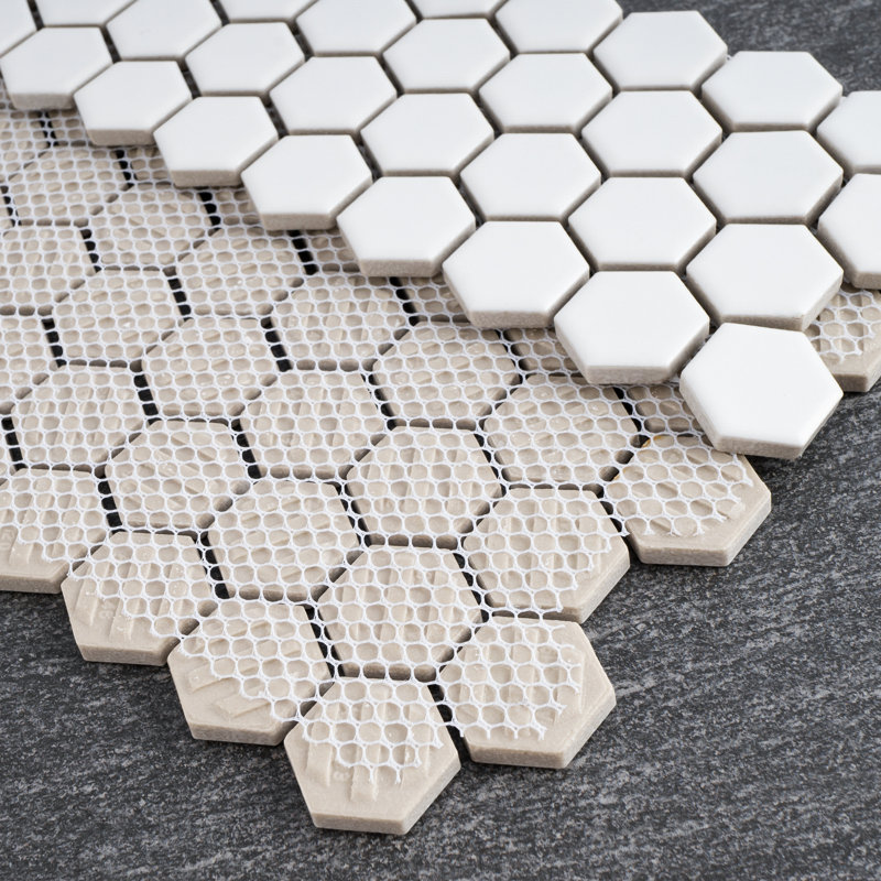 Porcetile Hex 11.82 in. x 10.24 in. Hexagon Matte Porcelain Mosaic Wall and Floor Tile