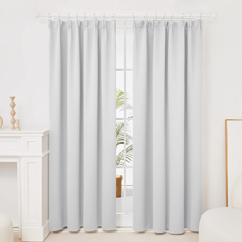 Ivzi Room Darkening Curtain Pair, 100% Polyester, 140 W x 200 D cm, Grey