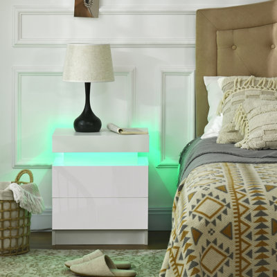 Table de chevet 2 tiroirs Donow en blanc