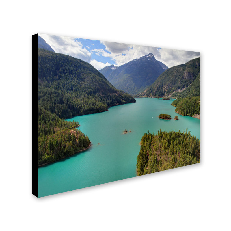 « diablo lake » par pierre leclerc,, reproduction de photo sur toile tendue encadrée, H 14 po x l 19 po x P 2 po