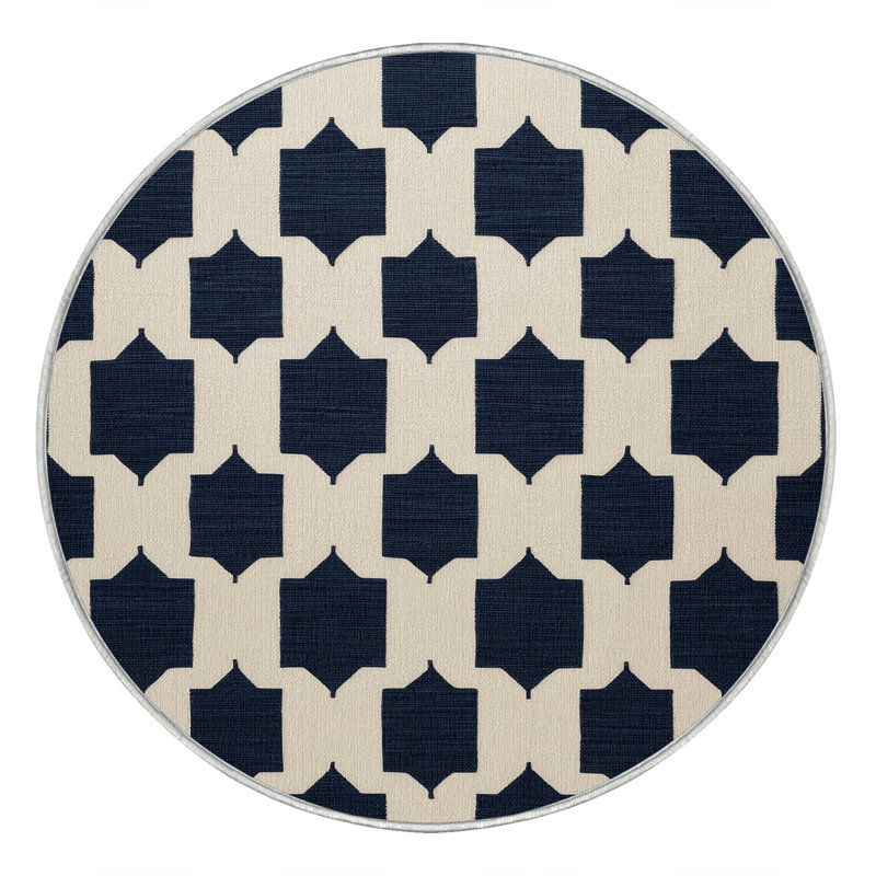 Tapis beige en treillis lavable à la machine, Rond 4 pi