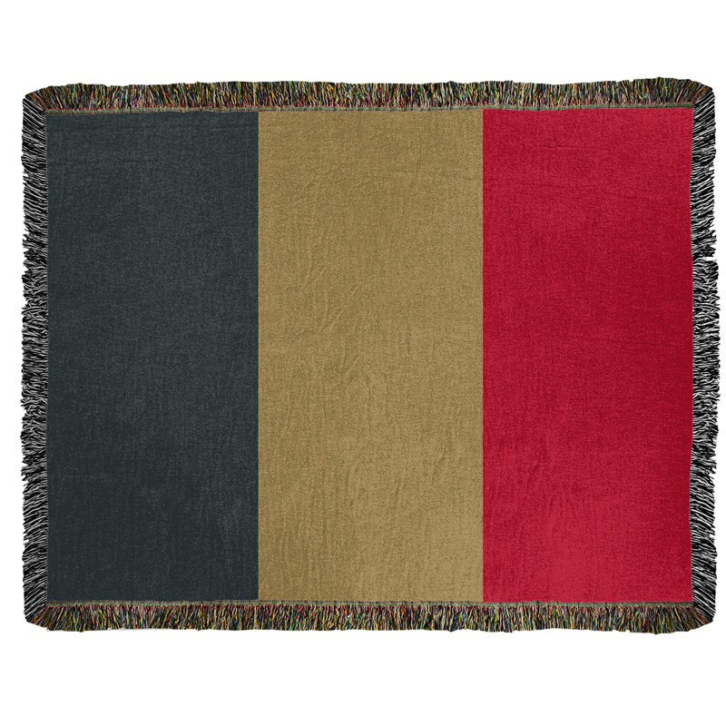 Hand Woven Throw Blanket, 60" x 80", Steel Gray/Gold/Red, Fleece