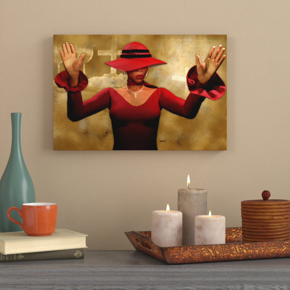 'Father I Stretch My Hands to Thee Woman African American' Graphic Art Print on Canvas World Menagerie