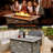 6 Pieces Patio Wicker Conversation Sofa Set with 48” Fire Pit Table, Swivel Rocker Chairs, Ottoman and Furniture Cover-1004949017-1004949022