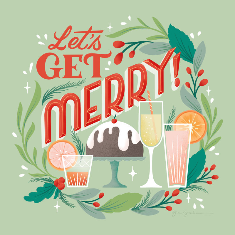 «Lets Get Merry V» sur toile par Gia Graham, reproduction, H 36 po x l 36 po