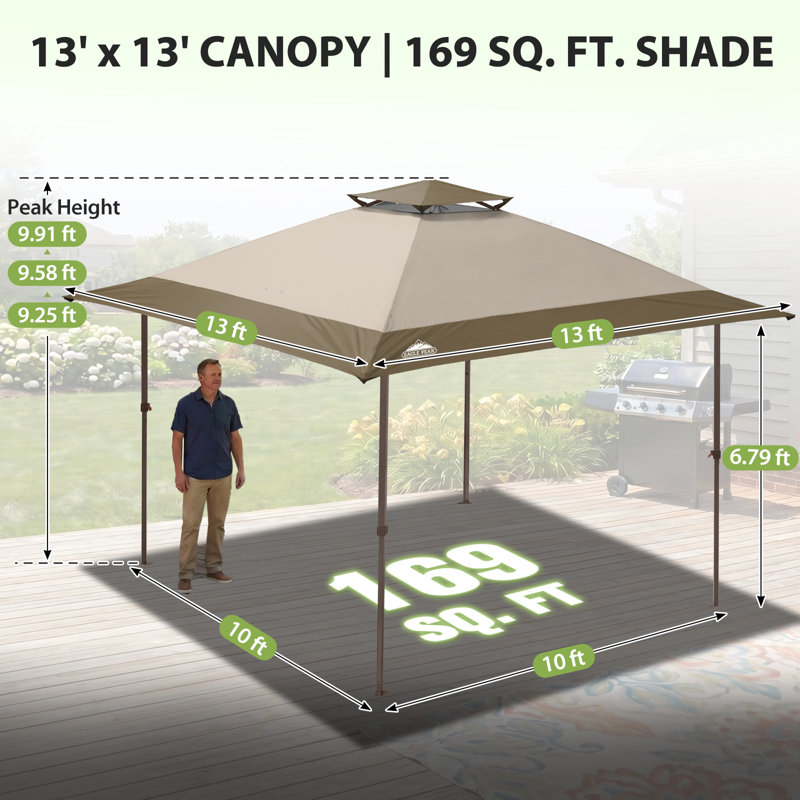 Pavillon escamotable 13 pi L 13 pi. Auvent d'extérieur droit en acier D, Beige