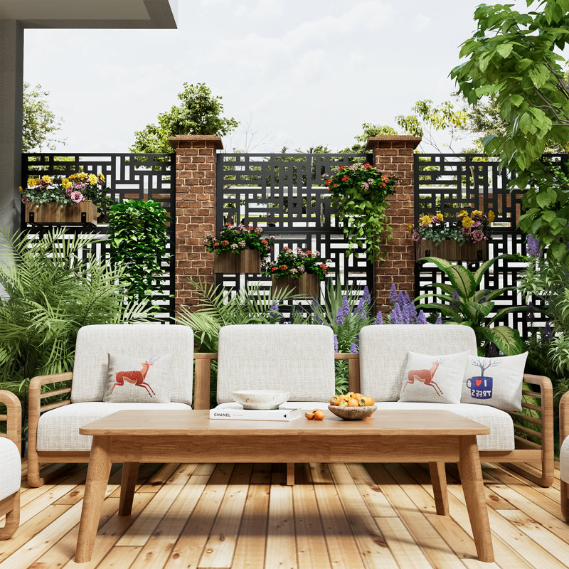 6 ft. H x 4 ft. W Metal Privacy Screen Panel Pattern, Black