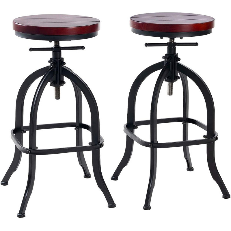 Tabouret de bar pivotant en bois massif Fermenich