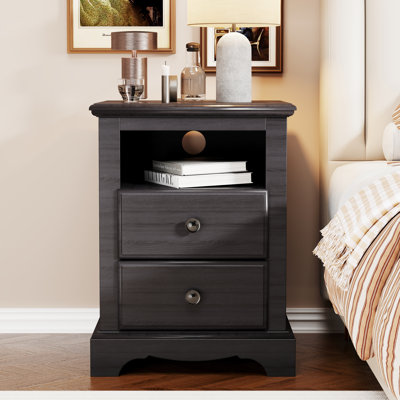 End Table with Charging Station and 2 Drawers