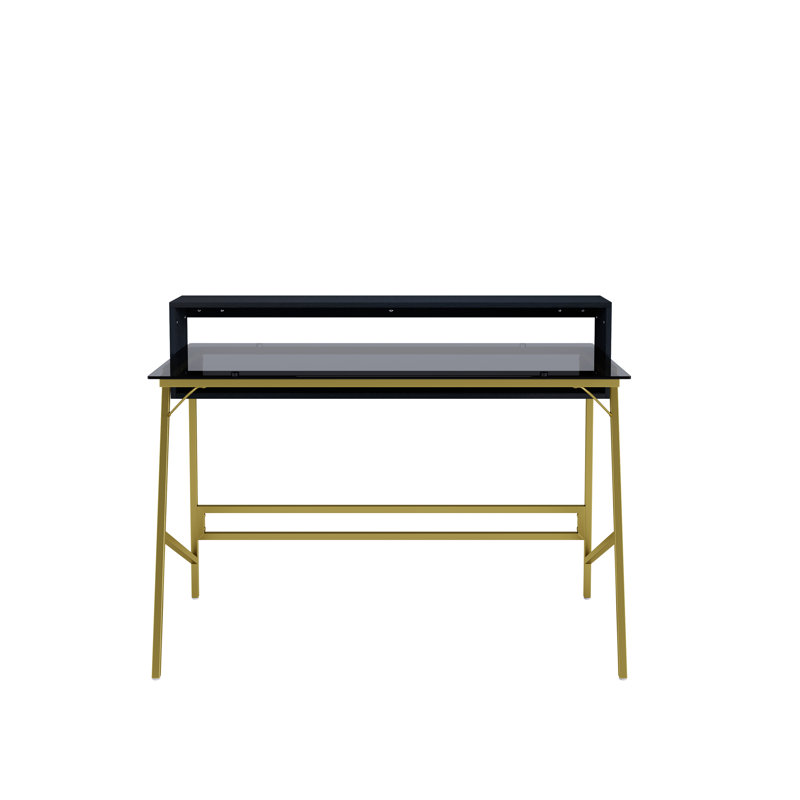 Shavonne Glass Top Metal Base Writing Desk