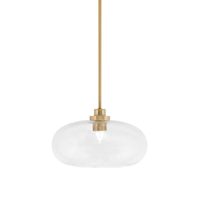 Mini-luminaire suspendu suspendu Odyssey, fini laiton vieilli avec verre transparent de 13 po