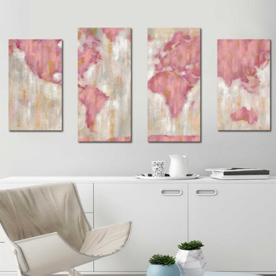« blushing world map crop », reproduction de peinture à l’acrylique à multiples images sur toile