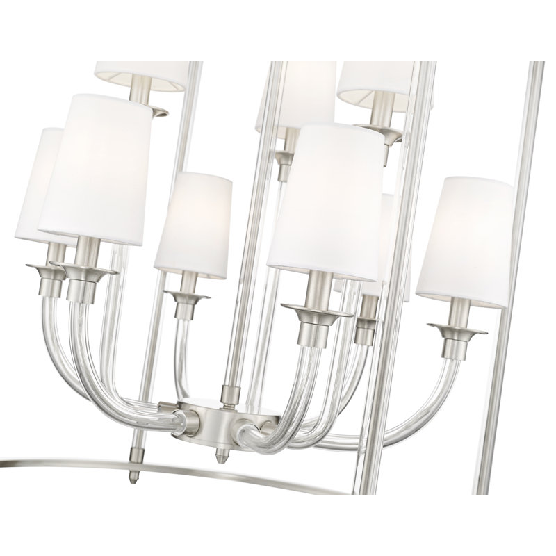 Lustre 9 lumières en laiton frotté Ain, Nickel brossé