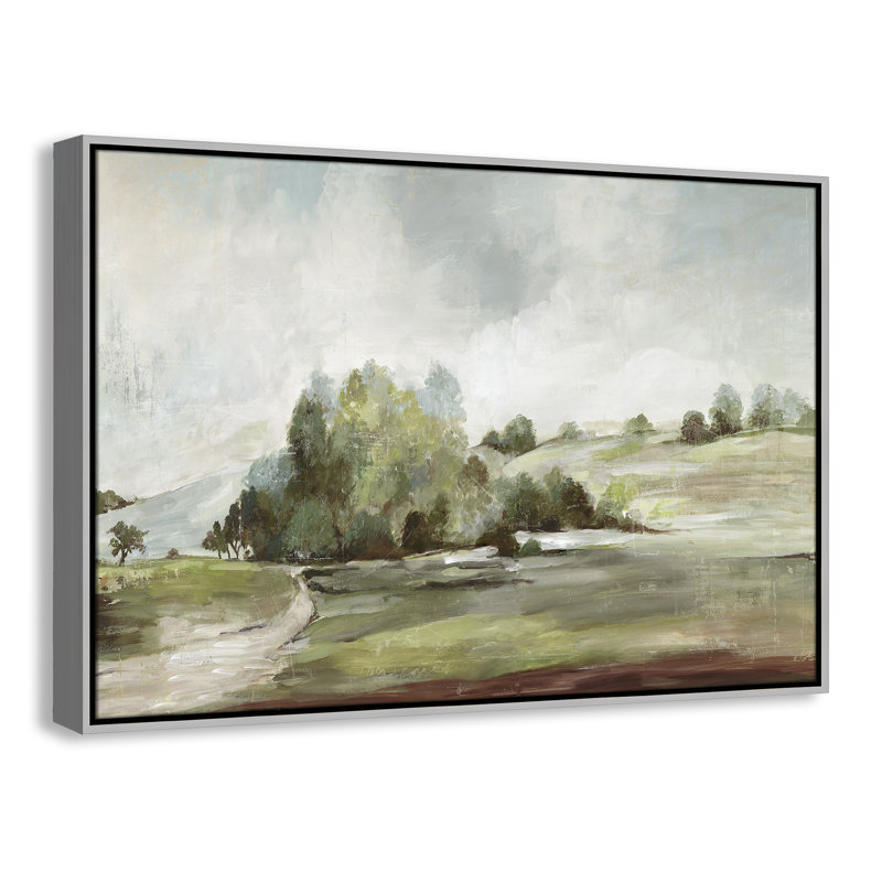 «Green Country Road» par Allison Pearce - reproduction encadrée sur toile, H 25,5 po x l 37,5 po, Argent argent