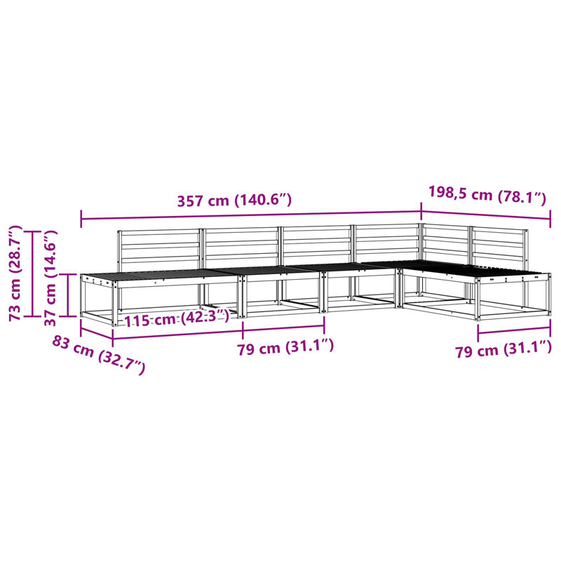 277.5cm Wide Patio Sectional Set, 5