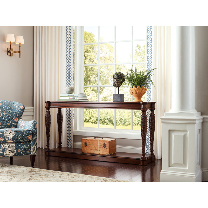 Charleston 64'' Brown Cherry Wood Console Table with Storage