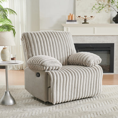 Crovetti Wide Corduroy Upholstered Glider Manual Living Room Recliner