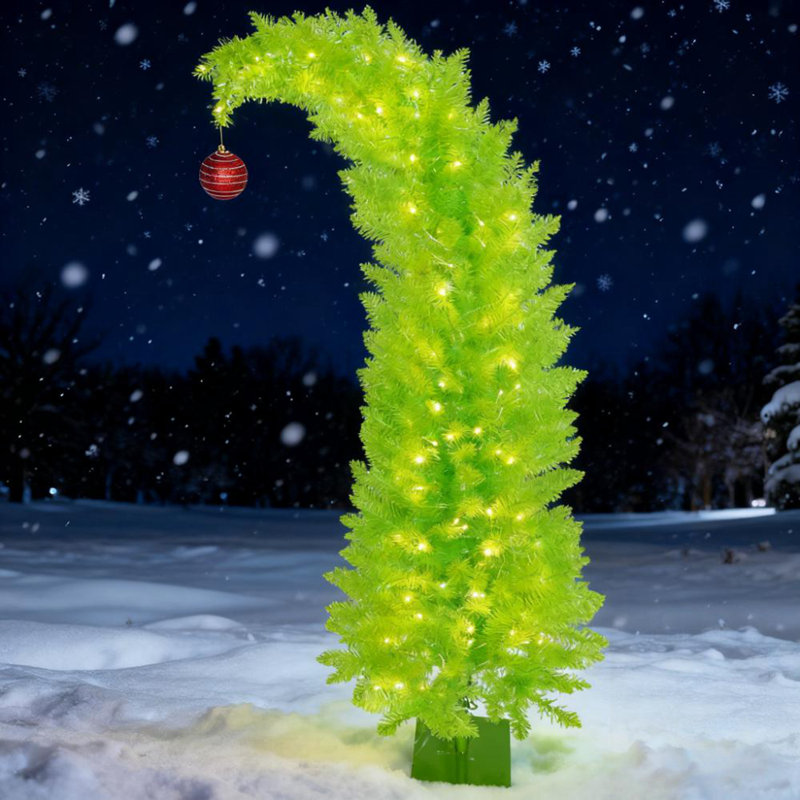 Arbre de Noël avec boule rouge et base en métal