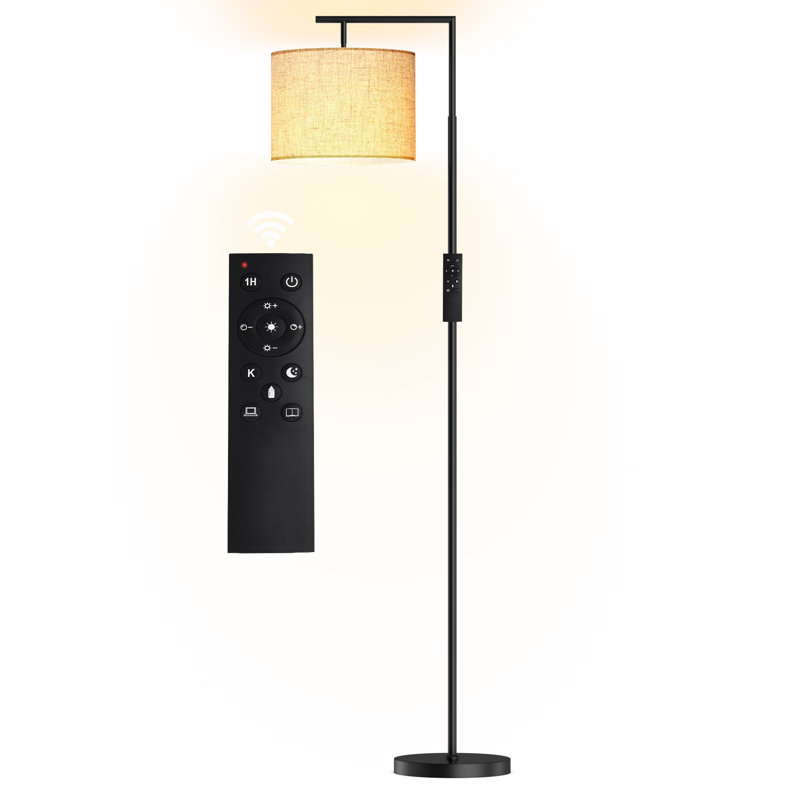 Haileyville 64'' Arched Floor Lamp with Remote Control and Bulb Included, Black