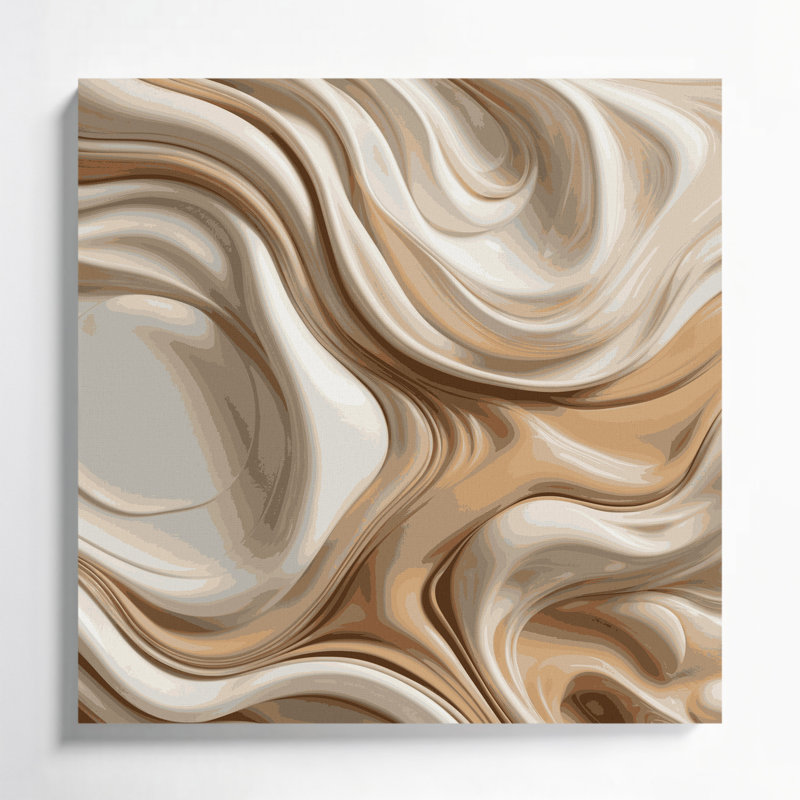 Abstrait art fluide sur toile brune 62, H 12 po x l 12 po