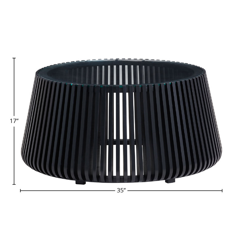 Pinkney Acacia Coffee Table, Chrome, Black