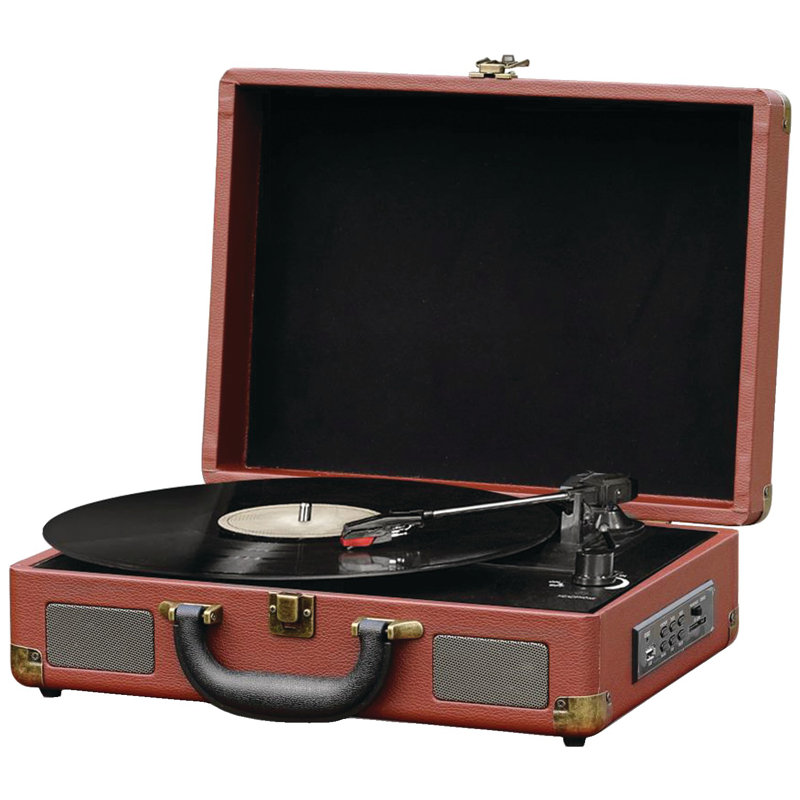 Bluetooth Vintage Briefcase-Style Turntable Speaker System