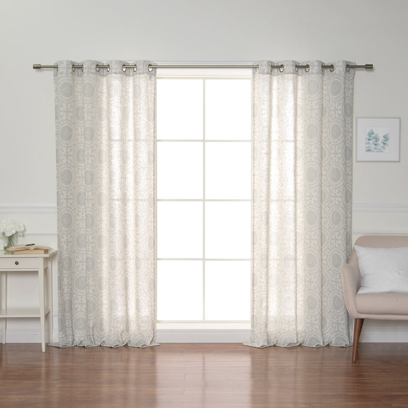 Hebron Semi Sheer Curtain Panel Pair, Gray
