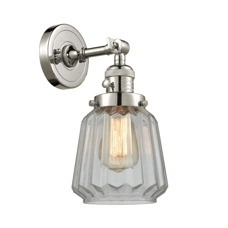 Vinson Armed Sconce, Clear, Incandescent, Polished Nickel