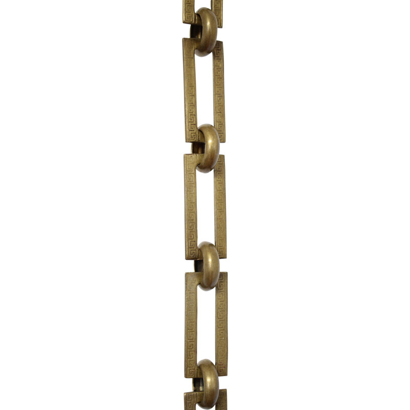 Chaîne décorative avec clé grecque et maillons non soudés, Laiton antique, H 12 po x l 0,87 po x P 0,1 po