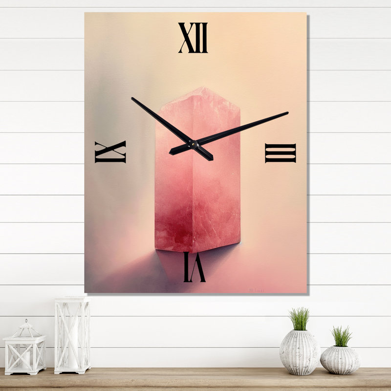 Horloge murale rose en crème et minéral majestueux, Petit