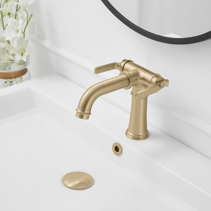 2-handle Bathroom Faucet with Drain Assembly, Brushed Gold