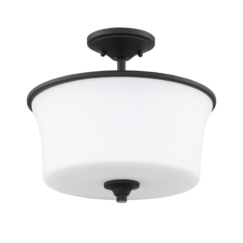 Lustree tambour 2 lumières Wiggins, Blanc givré, Dos plat