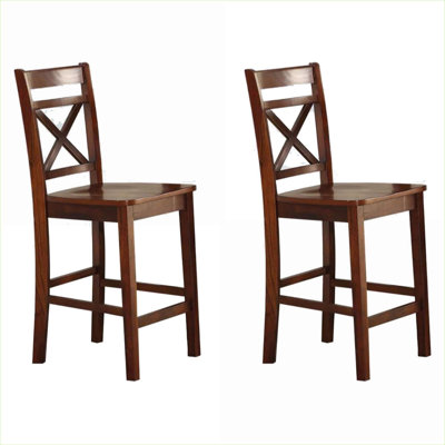 Dining And Small Gathering Spaces Counter Height Chairs Solid Wood Cross Back Set Of 2