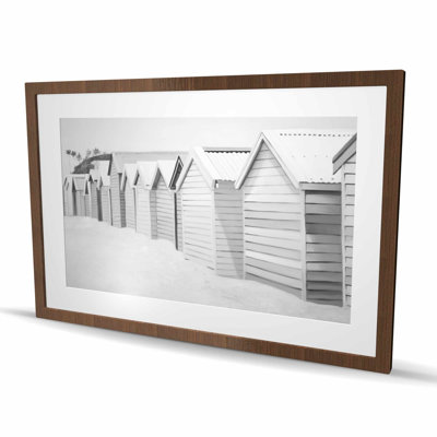 Beach Cabins - imprimé mat blanc encadré pour la décoration intérieure