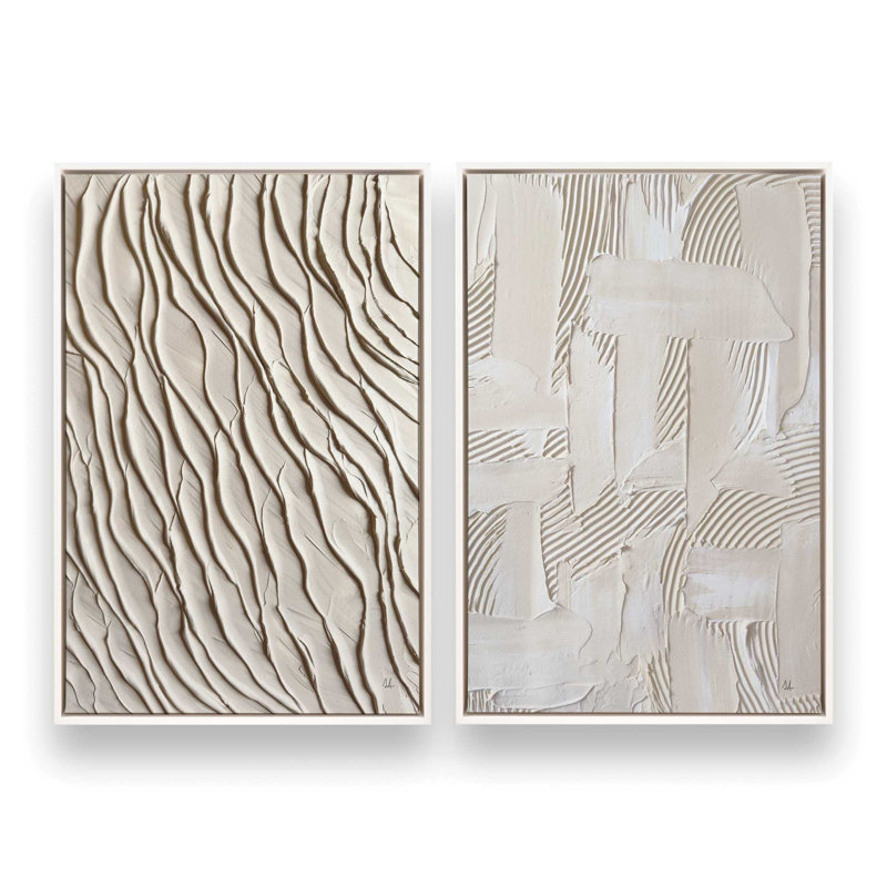 Wave Formations Duo I, ensemble de 2 impressions sur toile, Cadre flottant blanc opaque, H 31 po x l 42 po x P 1,75 po