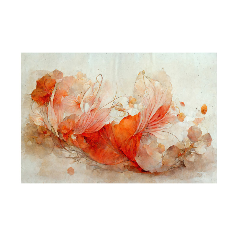 «Geneice Persian Red Flowers On Canvas» par X1 Brand Print, H 12 po x l 19 po x P 2 po