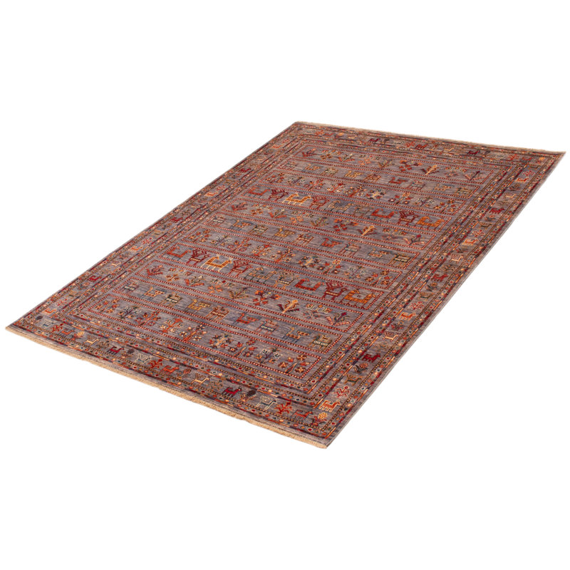 Tapis gris nouvel âge en laine 5 pi 9 po x 7 pi 9 po Zareia