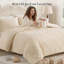 Ensemble d'édredon pour grand lit, literie en jacquard beige 3 pièces, édredon en microfibre à motif de losanges doux avec 2 taies d'oreiller, ensemble de lit toutes saisons léger