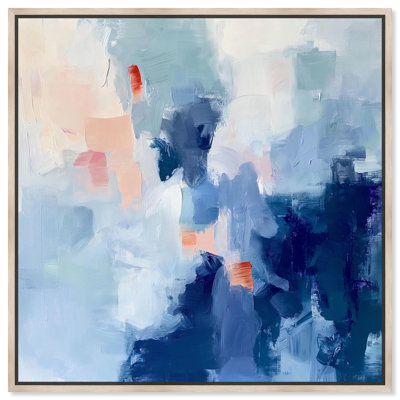 Oliver Gal Boundless Blues II Abstract - Heavy Gel Top Coat Framed Canvas Art